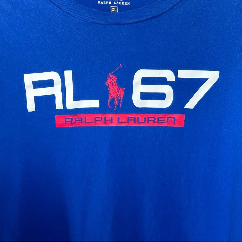 Ralph Lauren Long Sleeve RL-67 Graphic Tee in Royal Blue